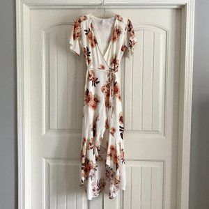 Leith Ivory Floral Wrap Maxi Dress